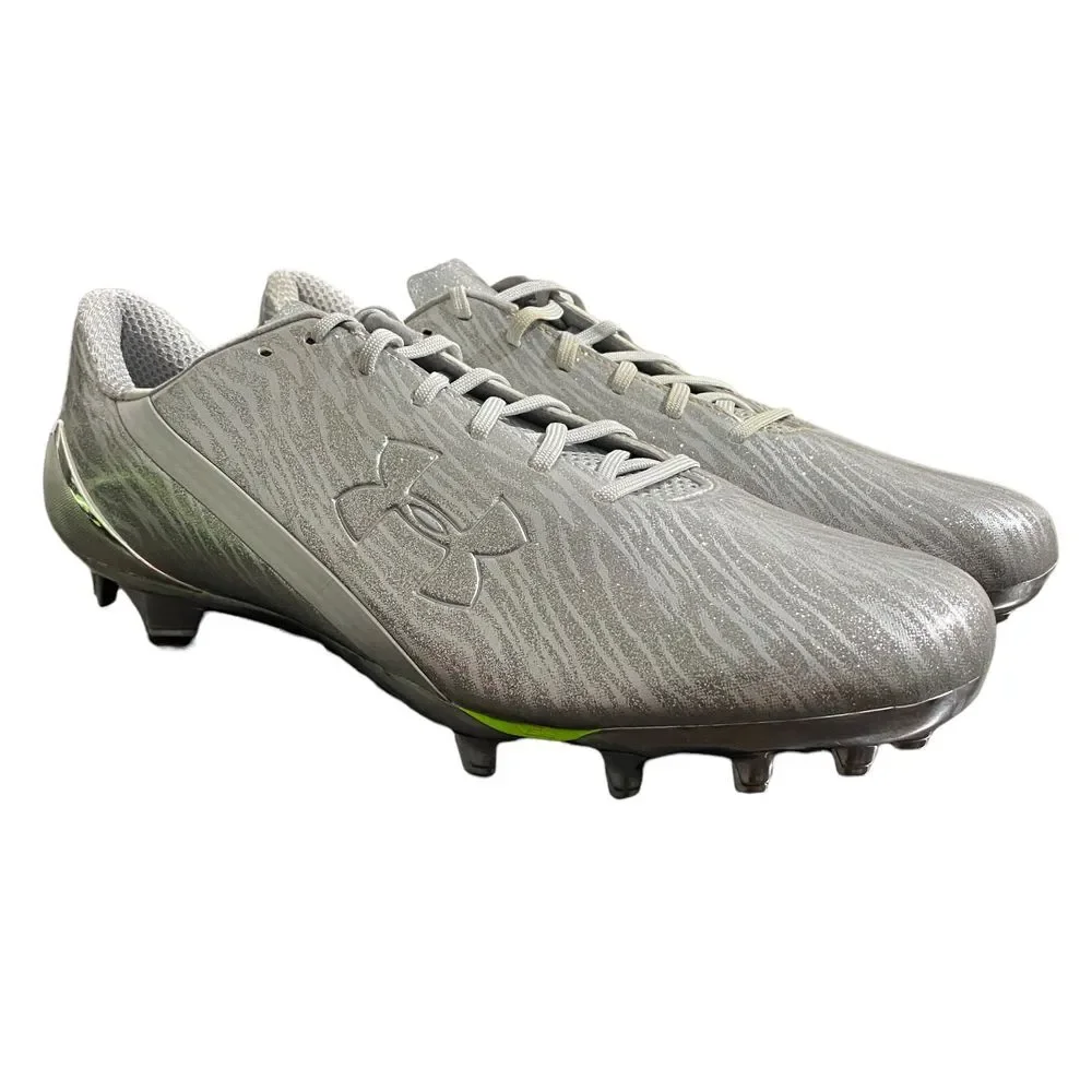 Under Armour Spotlight Chrome Silver Football Cleats Men's Size 16 Zebra Print
